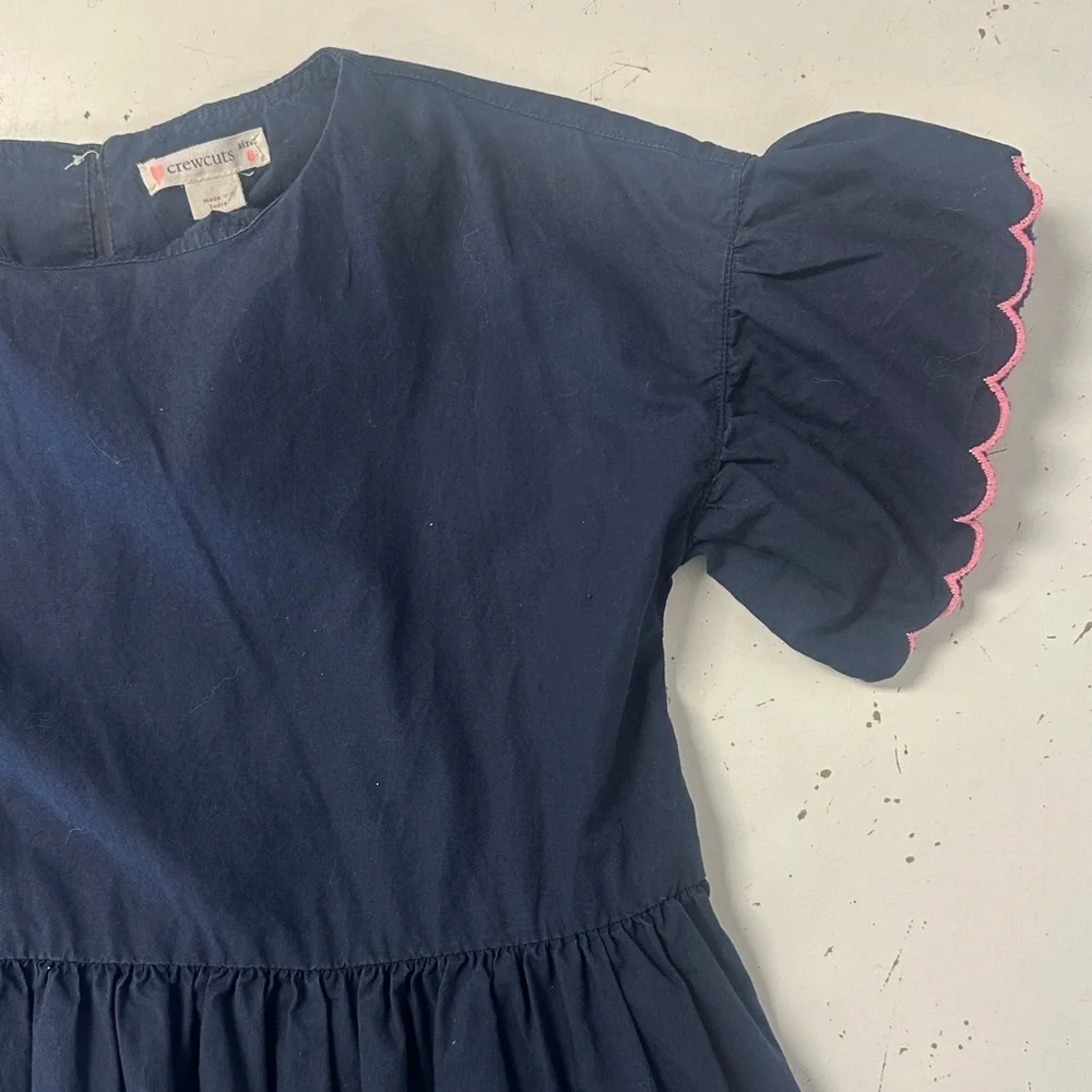 Crewcuts Scalloped Embroidered Navy Dress 8